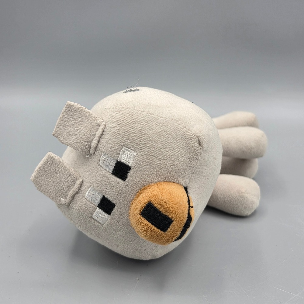 Mojang Plush Toy Small Gray Minecraft Wolf Tamed Dog Red Collar Gaming